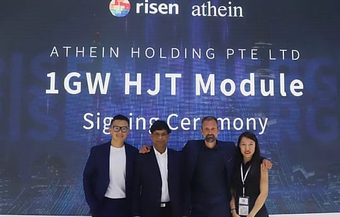 Risen Energy and independent power plant Athein Holding join hands for 1 GW high-efficiency heterojunction module supply agreement. (Photo Credit: Risen Energy)