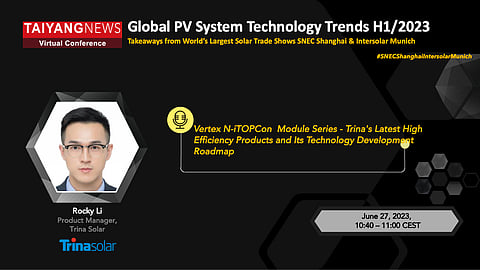 Rocky Li, Product Manager Trina Solar, presented the company’s Vertex n-iTOPCon module series