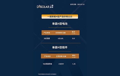 DAS Solar releases its price list for n-type cells and modules (Photo Credit: DAS Solar)