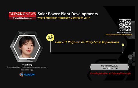 To listen to Huasun's Tracy Hong, register now by scanning the QR Code in the picture above. (Photo Credit: TaiyangNews).