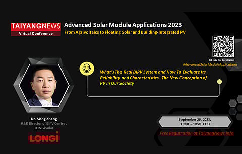 Listen to LONGi at the Advanced Solar Module Applications Virtual Conference. Scan the QR Code on the picture now above and register for free. (Photo Credit: TaiyangNews)