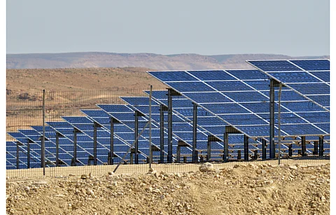 Pictured is a solar power plant in Israel’s Negev Desert. Israel is now seeking developers for a 100 MW solar power plant. (Illustrative Photo; Photo Credit: ChameleonsEye/Shutterstock.com)