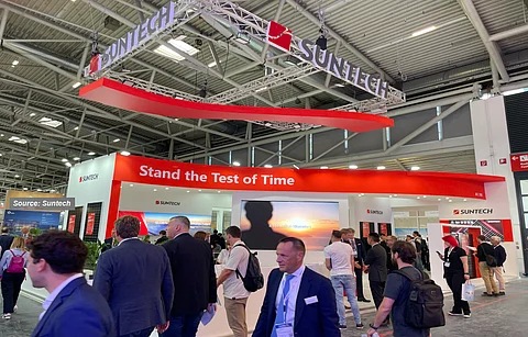 2 TOPCon modules: Suntech during Intersolar 2023 launches a lightweight module of 440 W and also promotes its 144-half-cell product, both based on the TOPCon cell structure.