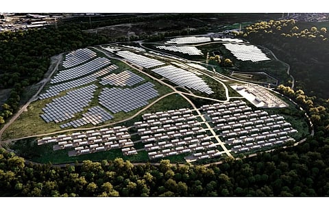 Swansea Council envisions its renewable energy hub to look like this (in the picture) with a giant solar park and battery storage fab. (Photo Credit: Swansea Council)