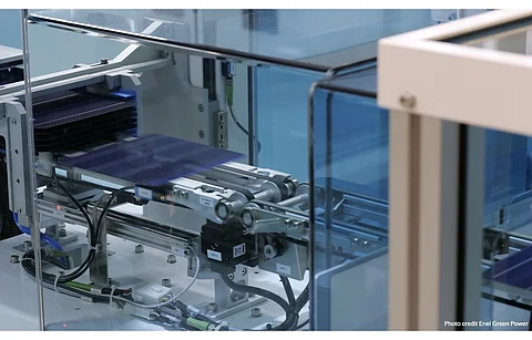 Pictured here is bifacial solar panel production in the 3Sun Factory in Catania that has raised €560 million for its expansion. (Photo Credit: Enel Green Power)