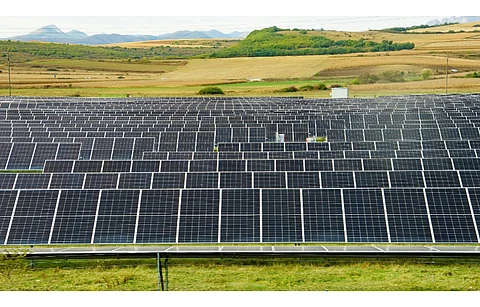Romania is set to launch 2 renewable energy public calls in March 2024. Pictured is a solar array in Romania’s Teius in Alba County. (Illustrative Photo; Photo Credit: LCV/Shutterstock.com)