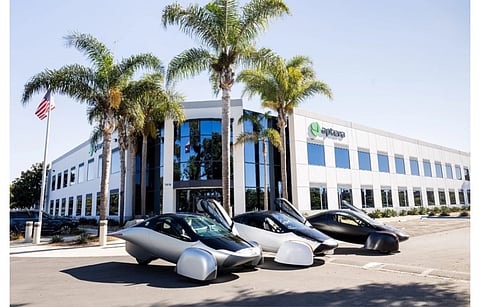 Pictured are the prototype solar electric vehicles of Aptera Motors for which it has raised over $33 million via crowdfunding. (Photo Credit: Aptera Motors)