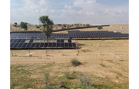 SJVN has announced signing PUA, PPA and LOA for a total of over 1.9 GW solar with various Indian entities. Pictured is a 320 MW solar plant in Rajasthan. (Illustrative Photo; Photo Credit: komalprasad/Shutterstock.com)