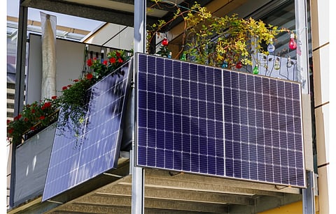 Bundesnetzagentur’s new, simplified rules for balcony solar systems have come into force from April 1, 2024. (Illustrative Photo; Photo Credit: nnattalli/Shutterstock.com)