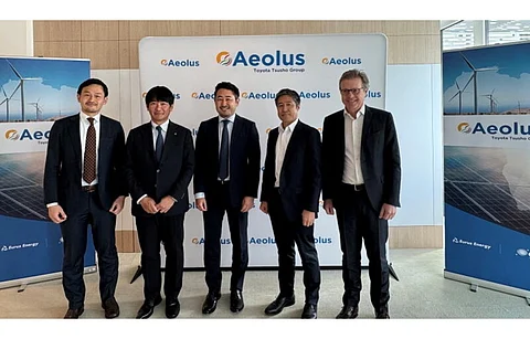 Pictured here are the representatives of Toyota Tsusho, CFAO, Eurus Energy and AEOLUS at the establishment ceremony of AEOLUS. (Photo Credit: Toyota Tsusho Corporation)