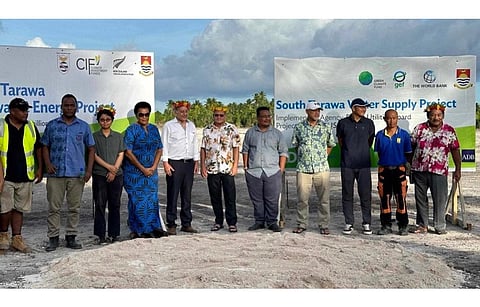 Pictured are ADB and local government representatives at the groundbreaking ceremony of the STREP project in Kiribati. (Photo Credit: Asian Development Bank)