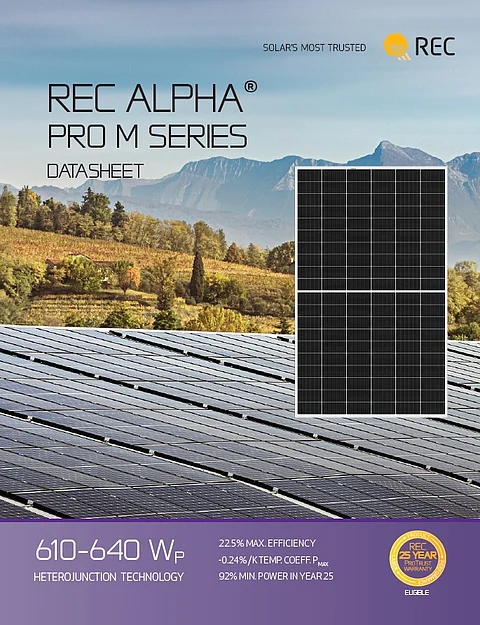 Above 600 W: REC Group’s latest edition of the Alpha Pro M series offers more than 600 W of power with above 22% efficiency. (Photo Credit: REC Group)