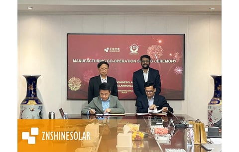ZNSHINE and Solarworld representatives signed a cooperation agreement in China recently. (Photo Credit: ZNSHINE SOLAR)
