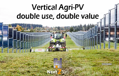 Versatile Verticals: Ground-mounted vertical PV systems serve multifunctional roles, from sound barriers and solar fences to agrivoltaics. (Photo Credit: Next2Sun)