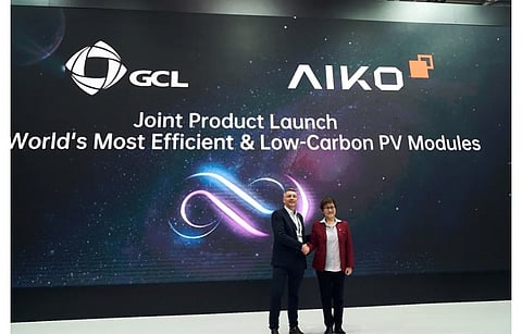 At the Intersolar Europe Trade Fair 2024, AIKO and GCL launched their new low-carbon ABC modules. (Photo Credit: AIKO)