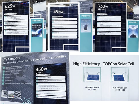 Higher power with 210R cell: Maiden implementation of 210R wafer sizes expanded PHONO Solar's Draco series module's power to up to 625W from 595W. (Photo credit: PHONO Solar)