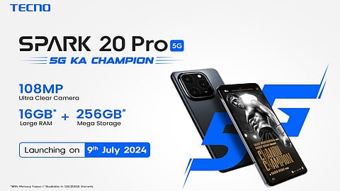 TECNO to Launch SPARK 20 Pro 5G in India on 9th July