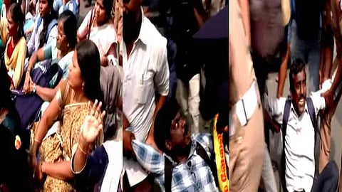Sanitary Workers Secondary School Teachers Arrested for Protest Against DMK Government in Tamil Nadu