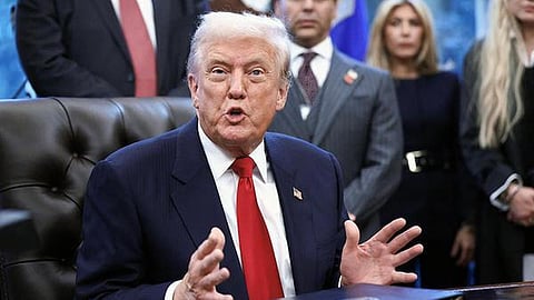 President Donald Trump approving new bill that would impose import tariffs of upto 500% on countries that buy oil from Russia