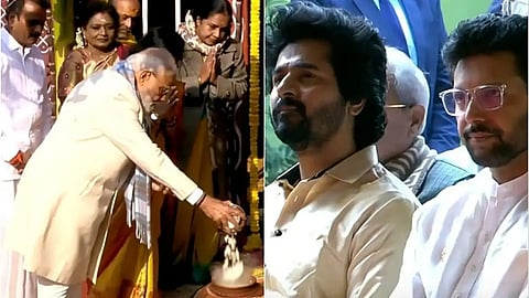 PM Narendra Modi, Parasakthi cast Sivakarthikeyan Ravi Mohan attended Pongal festival 2026 held L Murugan House in Delhi