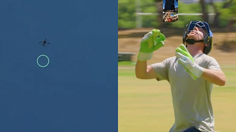 122 M, a player who deftly caught a ball thrown down by a drone, setting a Guinness World Record.