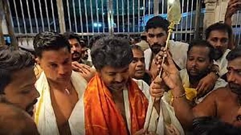 TVK leader Vijay performed Chatru Samhara Pooja and worshipped at Murugan Temple in Tiruchendur