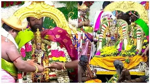 A Grand Celebration in Madurai: Meenakshi and Sundareswarar's Divine Wedding Shimmers Amidst Floral Decorations!