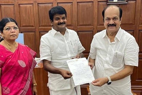 Former AIADMK Minister C. Vijayabaskar has resigned from his MLA post