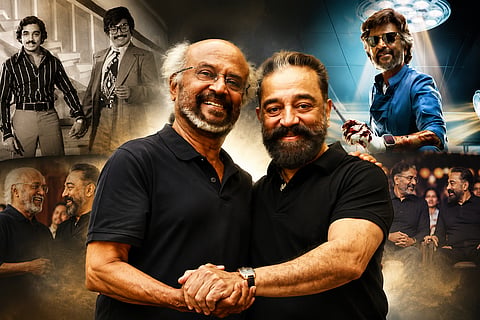 Kamal and Rajini share the story of their journey of friendship at the "Dharman" movie event!
