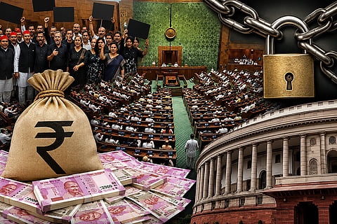 Parliament remaining stalled it is reported up to ₹9 crore of public money is being wasted daily.