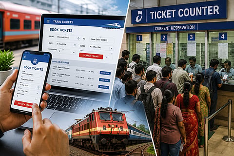 online bookings in Indian Railways have risen to 89 percent, counter sales have dropped to 11 percent
