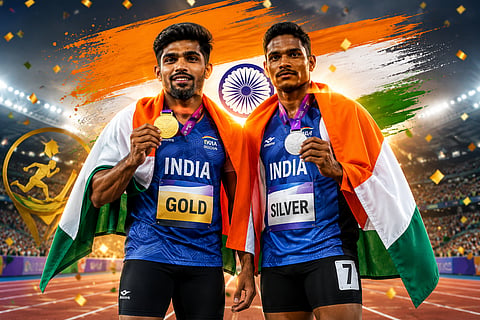 Indian athletes Dilip Gavit, Mohammed Fasil achieved winning medals in Commonwealth Para 100m race