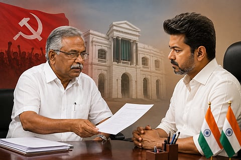 CPM p. shanmugam sends letter to cm vijay and asking to change chief secretery saikumar