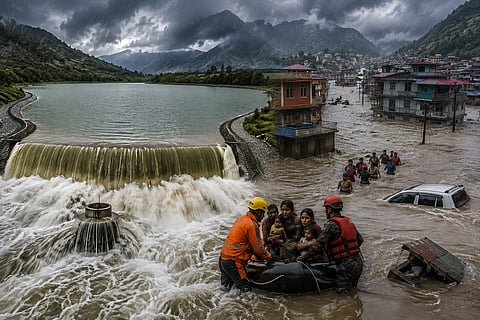 Two artificially formed lakes in Nepal contain 5 million cubic meters of water, posing a grave risk