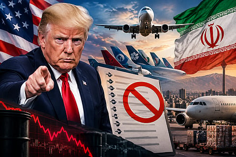 American president trump has announced eceonomical restrictions for 27 flight companies who helped iran