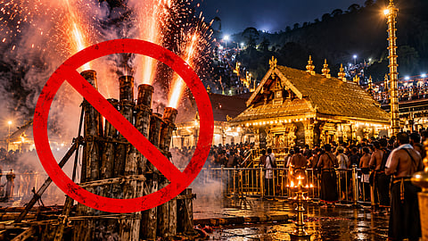 traditional firecracker performed by devotees at Sabarimala Temple has stopped this year