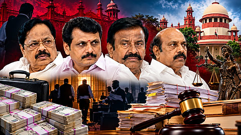 There are corruption cases pending against who served as ministers during the DMK administration