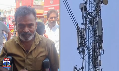 செல்போன் டவரில் ஏறி தற்கொலை மிரட்டல்