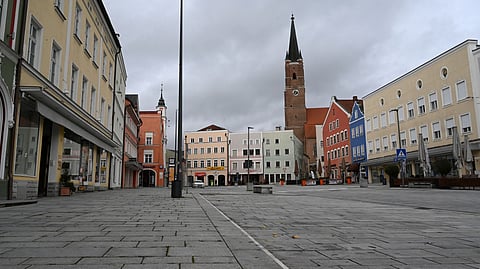 Several stores are closed in the city of Eggenfelden, Germany