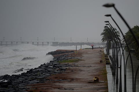 Cyclone Nivar approached the southeastern Indian coast in Puducherry