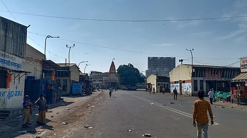 Market Yard in Pune wore a deserted look on Tuesday