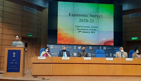 CEA Dr K Subramanian takes the stage and shares his insights on the survey.