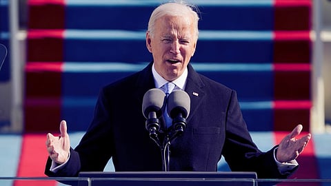 President Joe Biden speaks during 59th presidential inauguration at the US Capitol