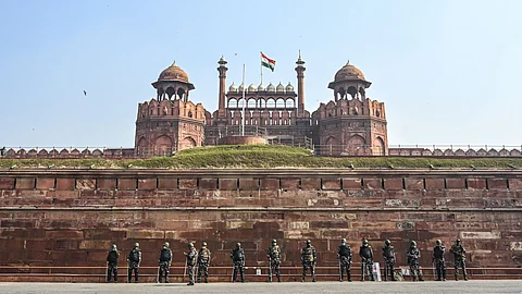 Police stand guard at Red Fort in New Delhi after ruckus at the iconic landmark