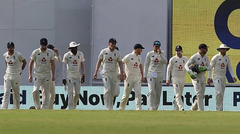 Team England during the first Test of the four match Test series in Chennai on Tuesday