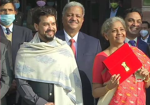 Finance Minister Nirmala Sitharaman along with MoS Anurag Thakur