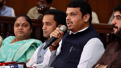 Devendra Fadnavis during media interaction on Thursday along with Pune Mayor Murlidhar Mohol, Yogesh Tilekar