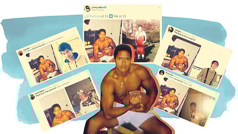 The picture of young Dwayne Johnson made its way to the Jimmy Fallon Show, and soon after started trending on Twitter.