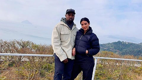 Kim Kardashian shared this picture with her still husband Kanye West on her Instagram account with a caption, "Cleaning out my phone and found this old pic from Japan at the Tadao Ando Museum."