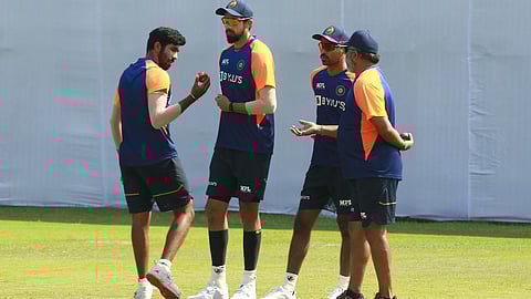 India's bowling unit were seen practicing ahead of the England Test in Chennai